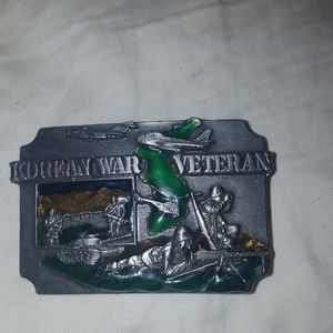 KOREAN WAR VETERAN PEWTER BELT BUCKLE